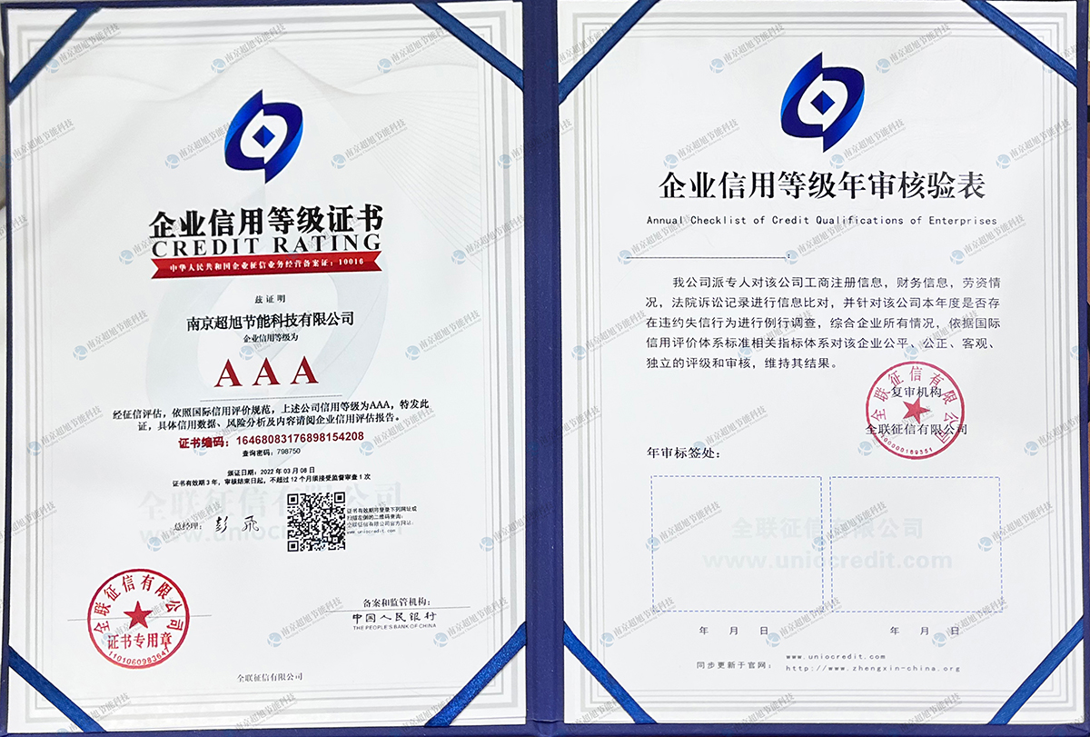 企业信用等级AAA-证书
