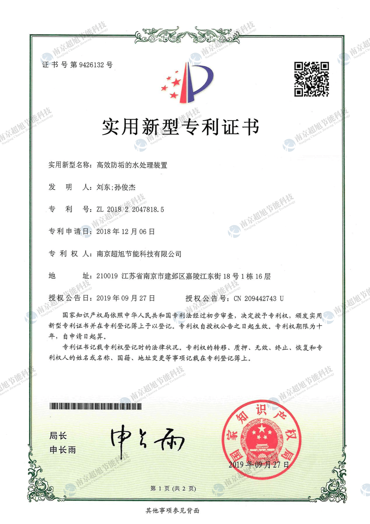 高效防垢的水处理装置